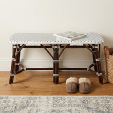 Load image into Gallery viewer, 43" White and Dark Brown Rattan and Wicker Bench
