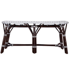 Load image into Gallery viewer, 43" White and Dark Brown Rattan and Wicker Bench
