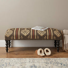 Load image into Gallery viewer, 48" Brown Upholstered Wool Southwest Distressed Bench
