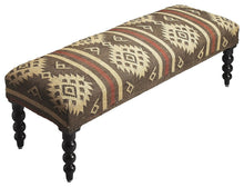 Load image into Gallery viewer, 48" Brown Upholstered Wool Southwest Distressed Bench
