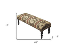 Load image into Gallery viewer, 48" Brown Upholstered Wool Southwest Distressed Bench
