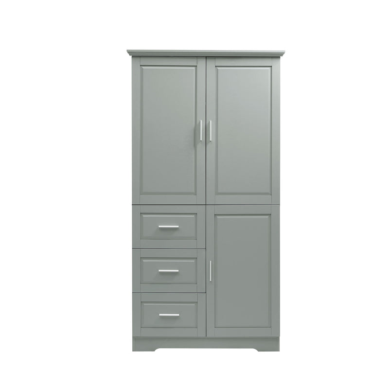 Tall And Wide Storage Cabinet With Doors, 3 Drawers
