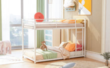 Load image into Gallery viewer, Twin over Twin Metal Bunk Bed, Low Bunk Bed with Ladder,White(OLD SKU:MF197033AAK)
