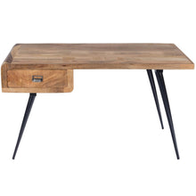 Load image into Gallery viewer, 54" Brown And Black Mango Wood Writing Desk
