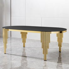 Load image into Gallery viewer, Oval Dining Table With Glass Top And Stainless Steel Base
