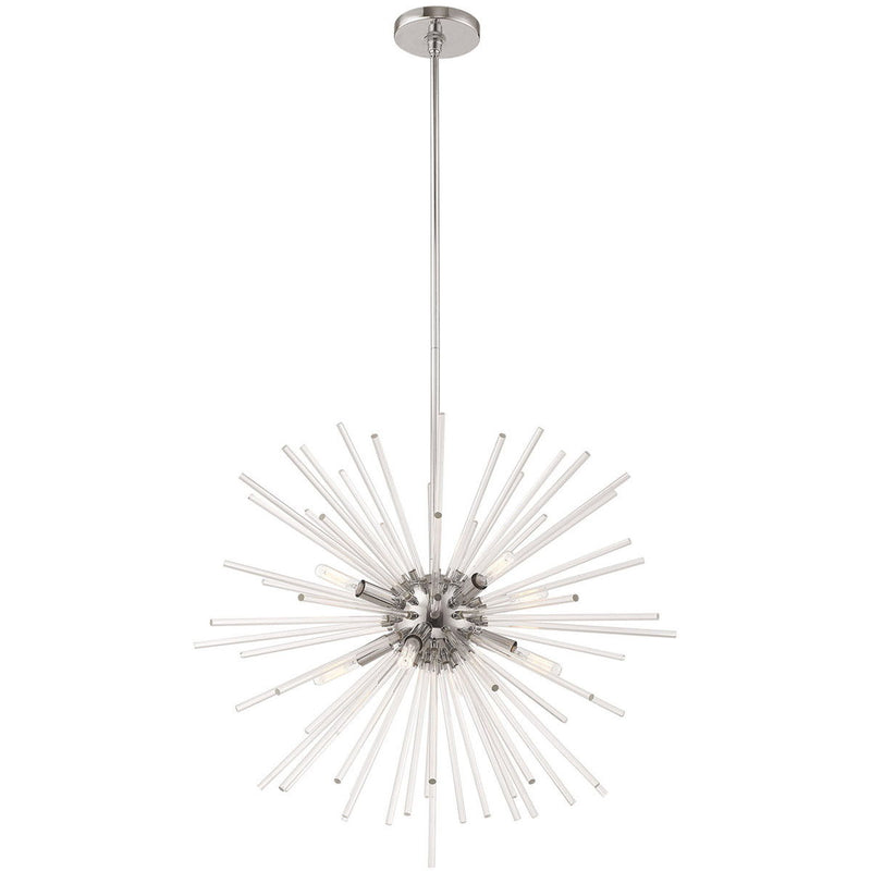 30" Eight Light Dimmable Chandelier With Shades - Silver