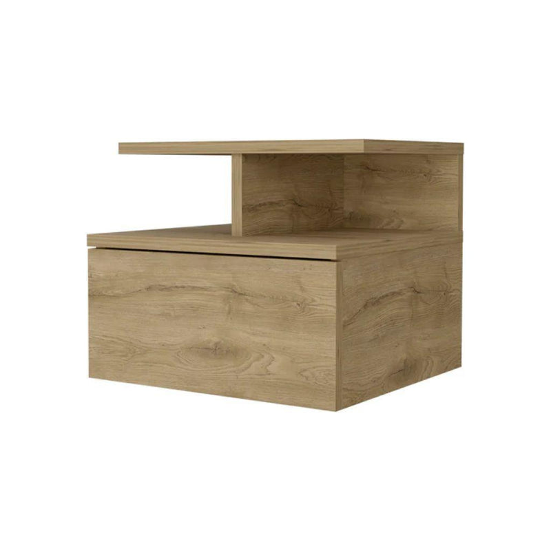 Wood One Drawer Floating Nightstand - Beige