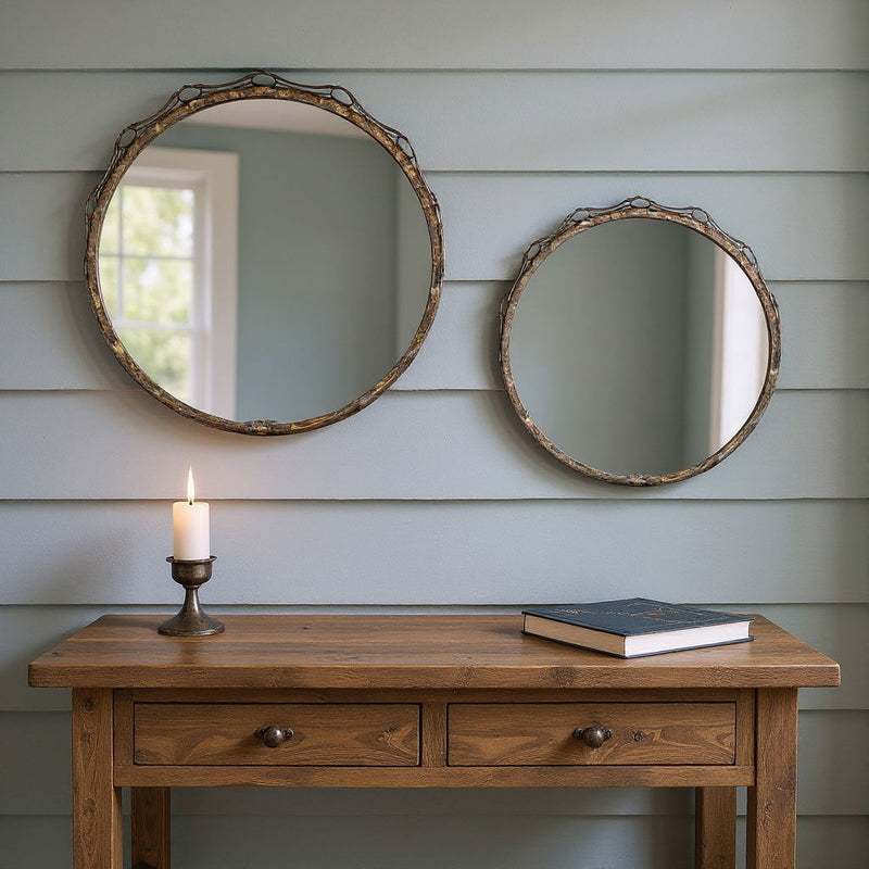 Round Ornate Framed Accent Mirrors (Set of 2) - Gold