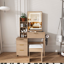 Load image into Gallery viewer, Modern Vanity Desk With 3 LED Lighting Modes, 4 Drawers
