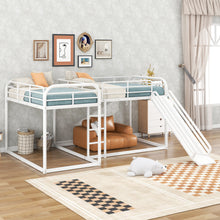 Load image into Gallery viewer, Full and Twin Size L-Shaped Bunk Bed with Slide and Short Ladder, White
