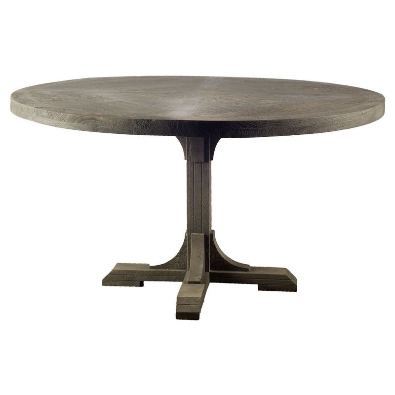 54" Rounded Solid Wood Pedestal Base Dining Table - Brown