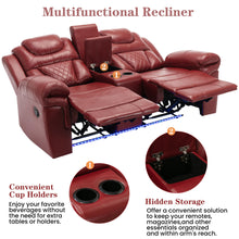 Load image into Gallery viewer, Home Theater Seating Manual Recliner Chair With Center Console And LED Light Strip For Living Room - Red
