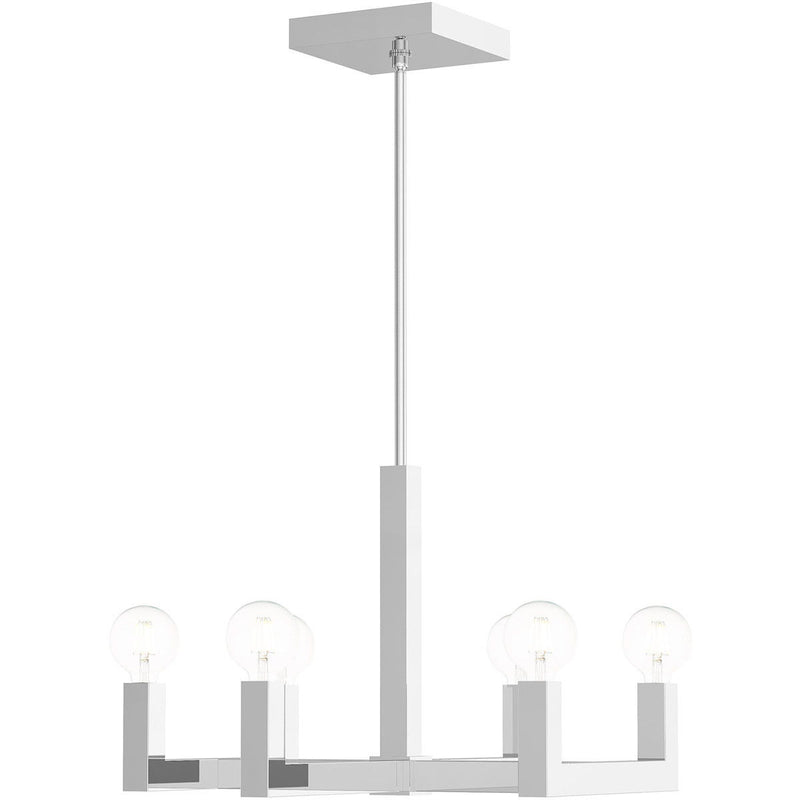 20" Six Light Dimmable Chandelier With Shades - Silver