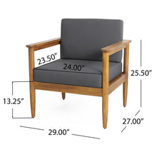 Load image into Gallery viewer, Outdoor Club Chair, Patio Chair With Teak Acacia Wood Frame - Dark Gray
