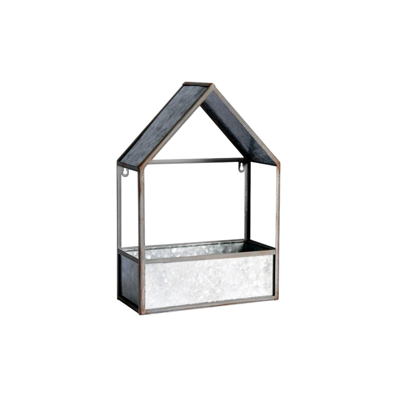 Galvanized Novelty House Shaped Hanging Planters (Set of 2) - Gray