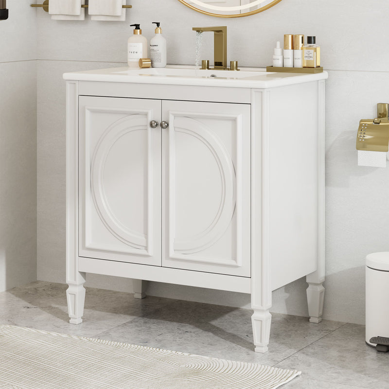 Bathroom Vanity With Sink With 2 Doors And Adjustable Shelf