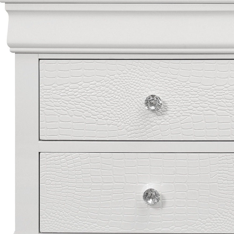 Shagreen Two Drawer Solid Wood Nightstand - White