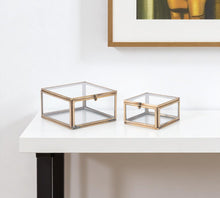 Load image into Gallery viewer, Decorative Keepsake Boxes (Set of 2) - Clear / Gold
