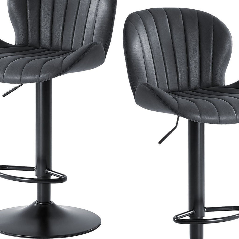 Faux Leather Aluminum Swivel Bar Chairs (Set of 2) (724338) - Black