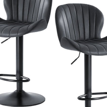 Load image into Gallery viewer, Faux Leather Aluminum Swivel Bar Chairs (Set of 2) (724338) - Black
