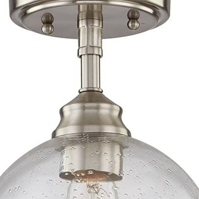 Shaded Metal Dimmable Flush Chandelier With Shades - Nickel