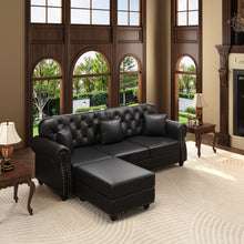 Load image into Gallery viewer, Upholstered Sofa With Nailhead Trim, Rolled Armrests With Ottoman
