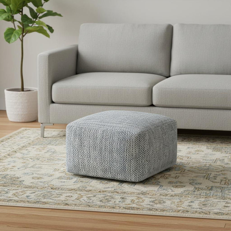 20" Cotton Pouf Ottoman - Blue