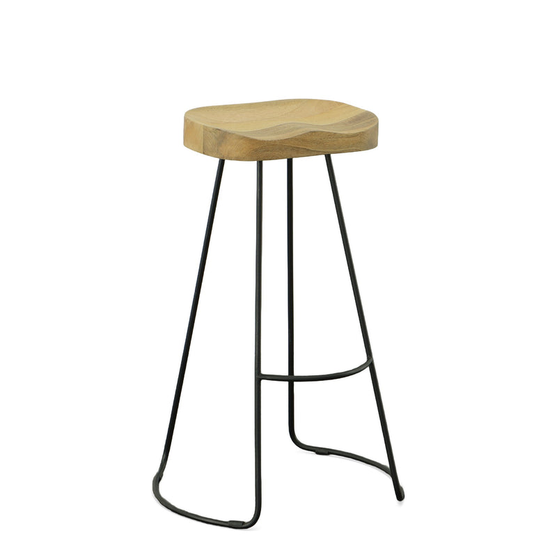 31" Steel Backless Bar Height Bar Chairs (Set of 2) - Natural And Black