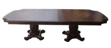 Load image into Gallery viewer, 136" Solid Wood And Solid Manufactured Wood Double Pedestal Base Dining Table - Brown
