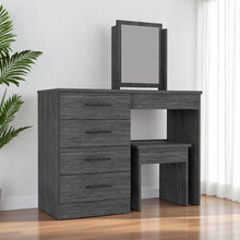 Load image into Gallery viewer, 39" Wood Four Drawer Vanity Table With Mirror And Seat - Gray
