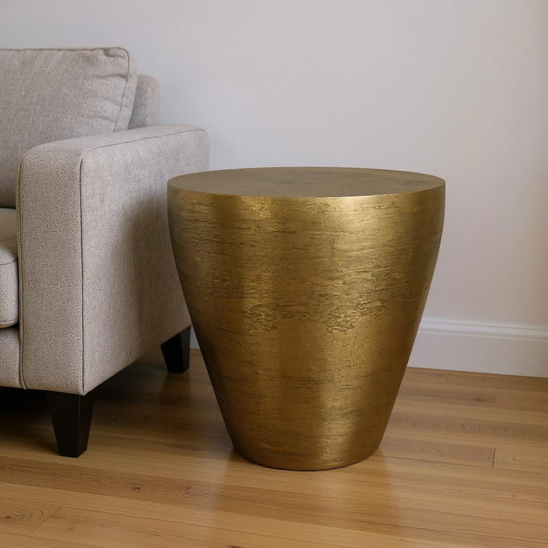 18" Aluminum Round End Table - Antiqued Brass