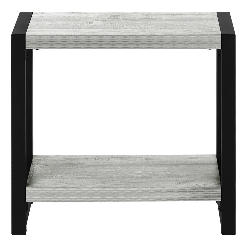 22" Wood And Metal Frame End Table With Shelf - Gray And Black