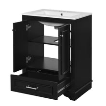 Load image into Gallery viewer, Bathroom Vanity With Ceramic Sink Combo, Modern Freestanding Storage Cabinet With Silver Handles
