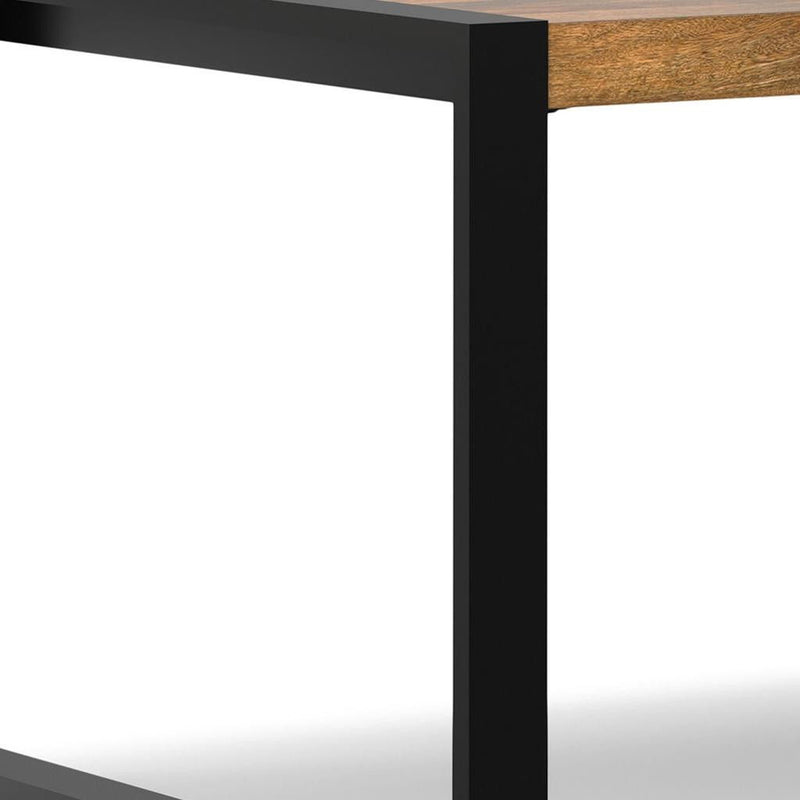 66" Solid Wood Iron Frame Base Dining Table - Natural / Black