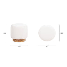 Load image into Gallery viewer, Tilly - Round Fur Upholstered / Burl Pouf Ottoman - White
