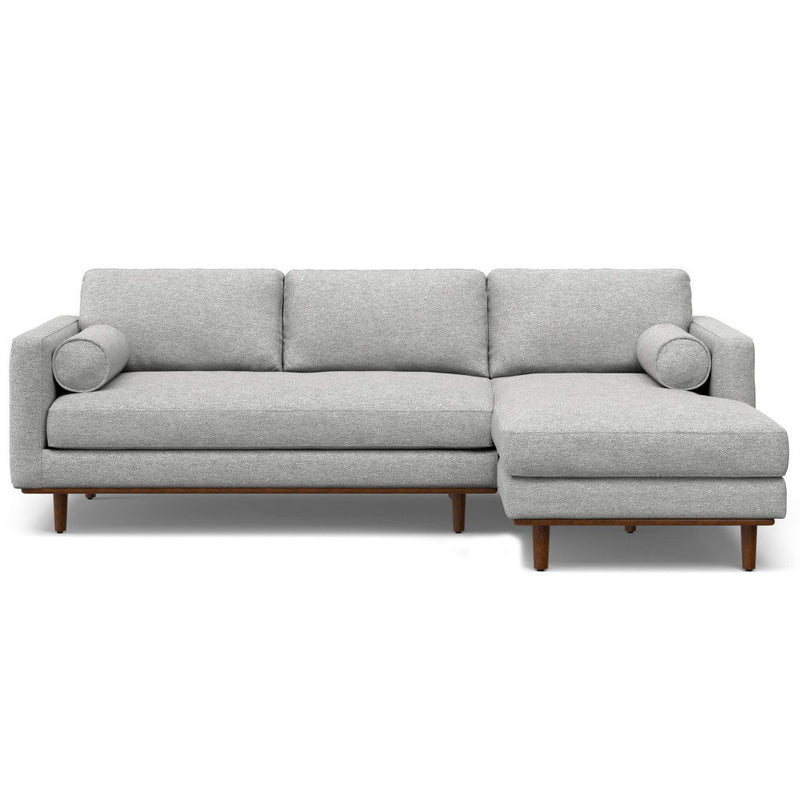 Mid-Century Sofa With Brown Legs - Gray