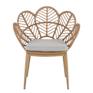 Kirk - Outdoor Patio 7 Pieces Chat Set With Wicker Chairs Cushions & Table - Beige / Light Brown / Teak