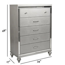 Load image into Gallery viewer, 1 Piece Chest With 5 Drawers Snake Skin Bedroom Furniture - Silver
