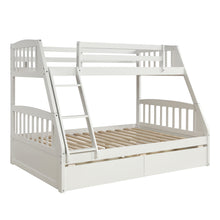 Load image into Gallery viewer, TOPMAX Solid Wood Twin Over Full Bunk Bed with Two Storage Drawers, White
