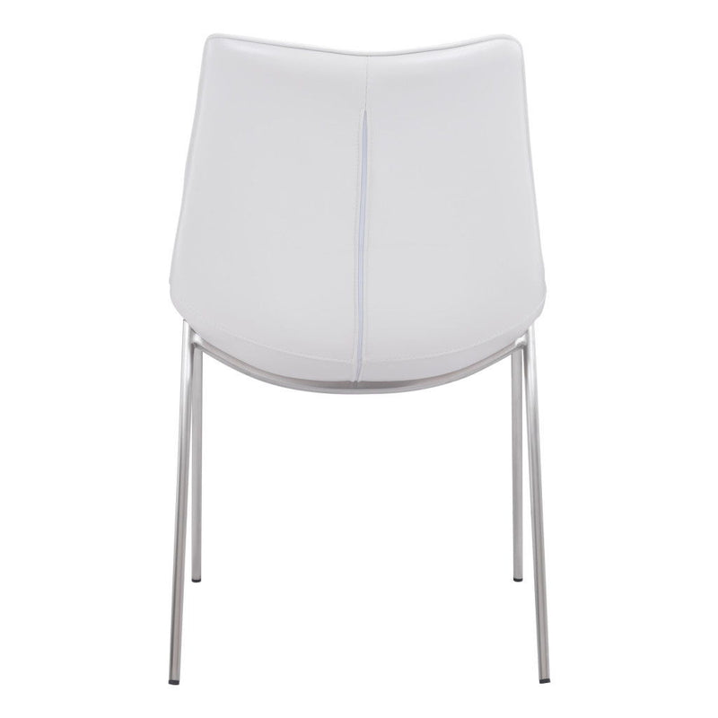Upholstered Faux Leather Open Back Dining Side Chairs (Set of 2) - White