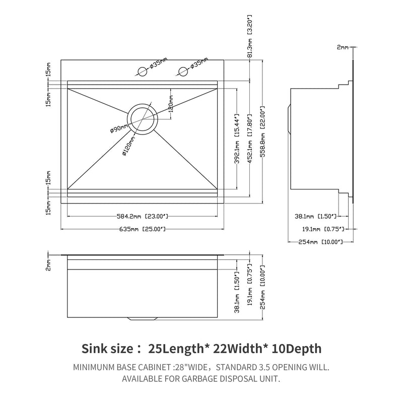 Drop In Kitchen Sink Stainless Steel 16 Gauge