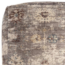 Load image into Gallery viewer, Upholstered Medallion Pouf Ottoman - Ivory / Taupe
