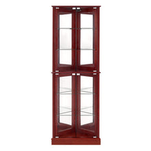Load image into Gallery viewer, Corner Curio Dispaly Cabinet With Lights, Adjustable Tempered Glass Shelves, Mirrored Back (E26 Light Bulb Not Included)
