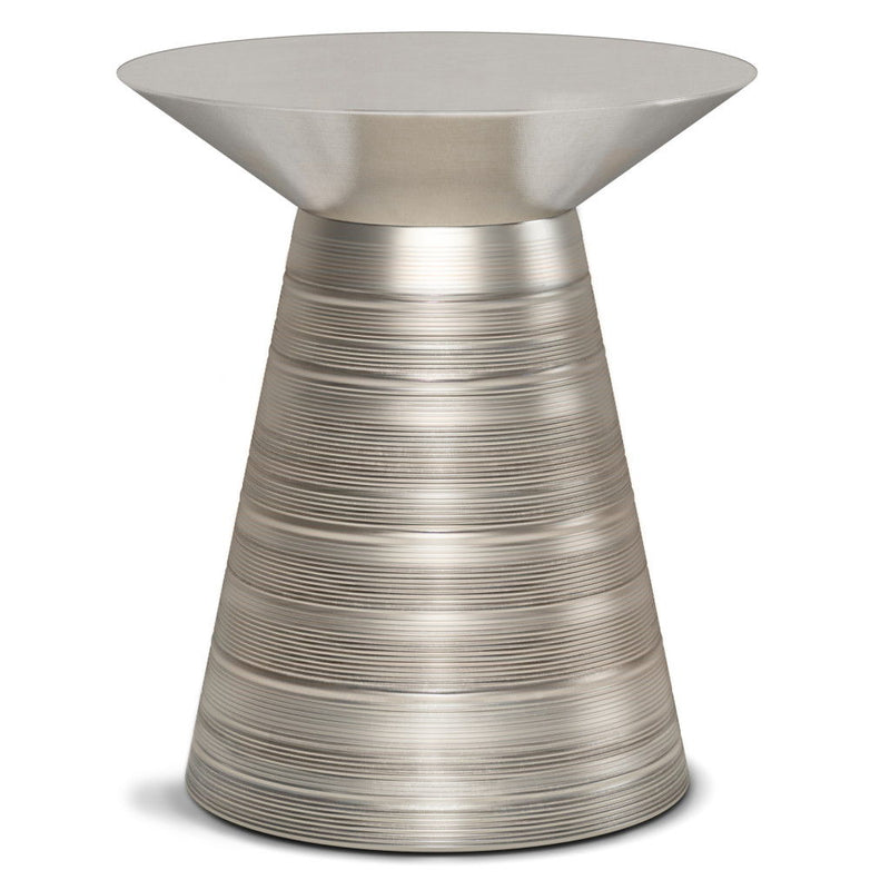 Round Metal End Table - Silver