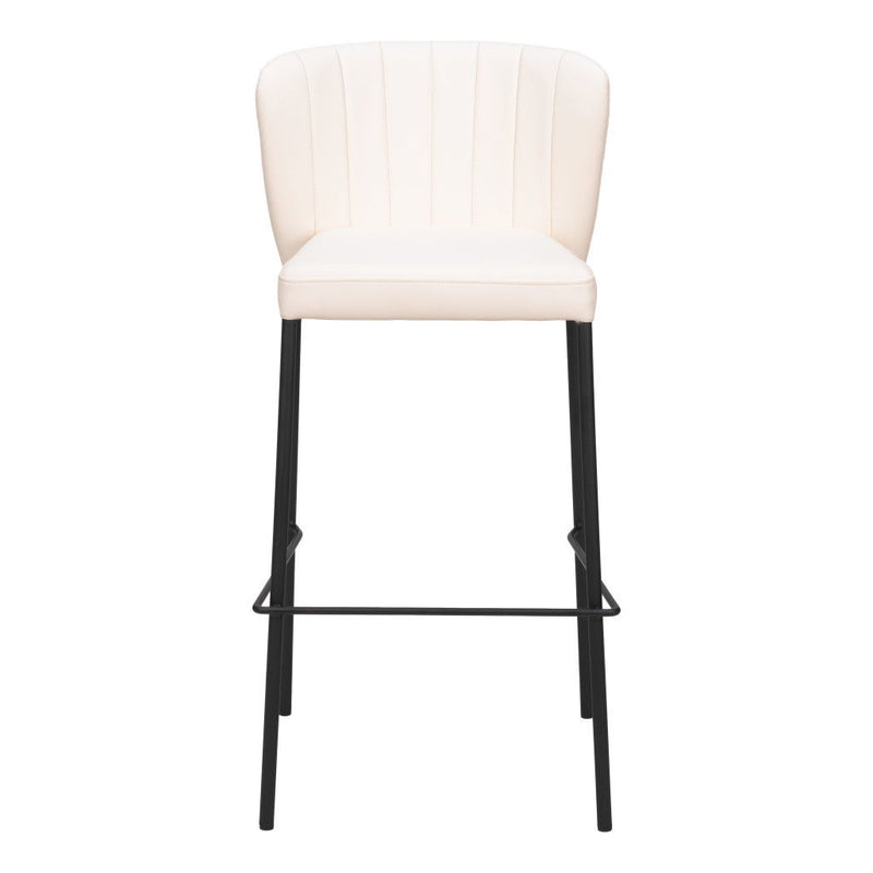 Faux Leather And Steel Bar Height Bar Chairs (Set of 2) - Cream And Black