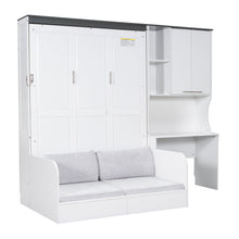 Load image into Gallery viewer, Multi Functional Murphy Bed With Sofa, Desk, And Storage Cabinet In, Full Size - White
