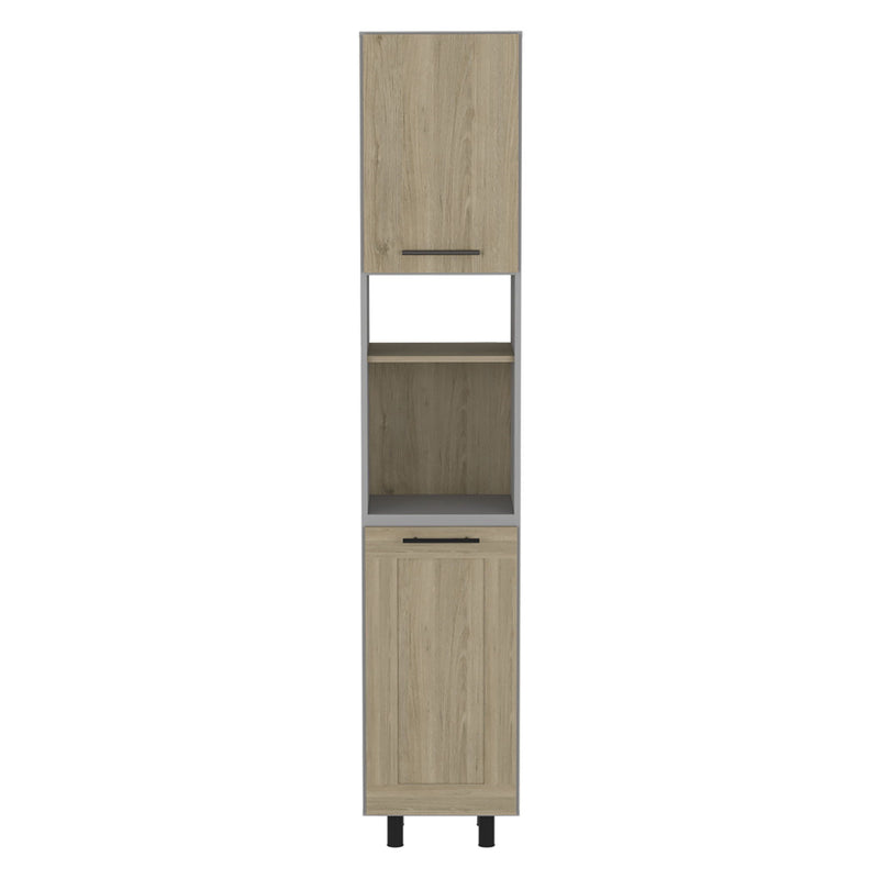 82" Wood Pantry Or Storage Closet - Gray / Oak