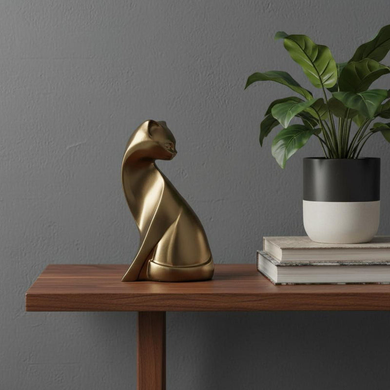 Cat Hand Painted Figurine - Bronze