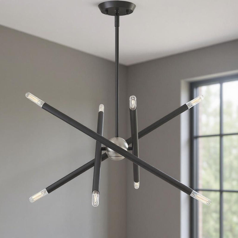 Eight Light Dimmable Chandelier With Shades - Gray