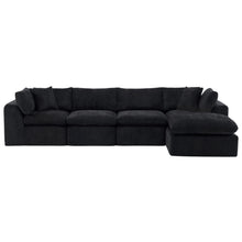 Load image into Gallery viewer, Chenille Modular Sofa Chaise With Ottoman Toss Pillows (725200) - Black
